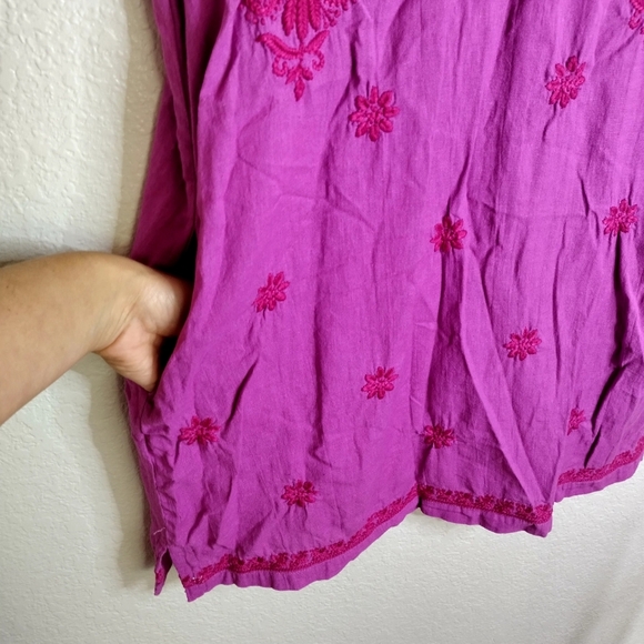 Roller Rabbit Faith Embroidered Dress Pink Purple Sz L - Picture 5 of 10